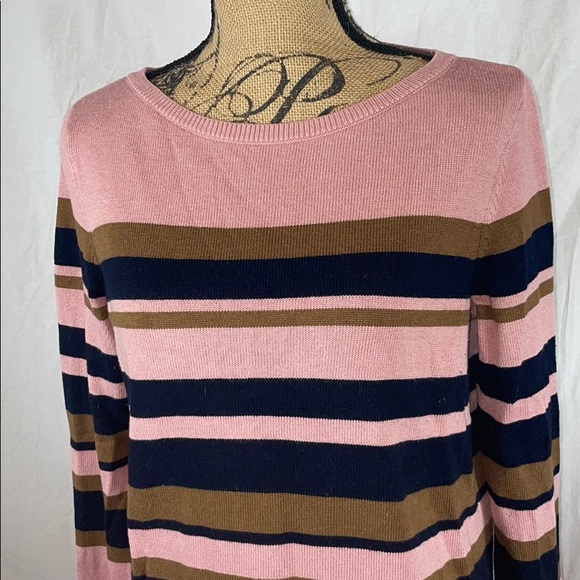 Ann Taylor Loft Pink Striped Sweater Sz Medium - Picture 2 of 3